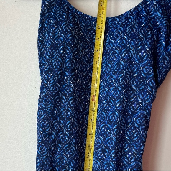 L.L. Bean Blue One-Piece Swimsuit women’s Size 8 Retro Floral Print, Scoop Back - Picture 6 of 9